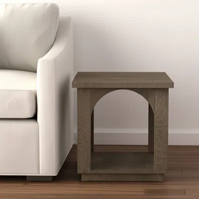 Hivvago 24" Brown Distressed Solid Wood Square Floor Shelf End Table In Brown