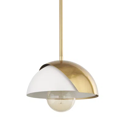 Hivvago White Single Metal Dimmable Ceiling Light With White Shades In Gold