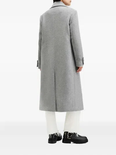 Allsaints Mabel Double Breasted Oversized Coat In Gray