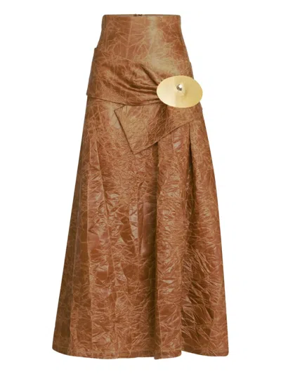 Silvia Tcherassi Olga A-line Maxi Skirt In Brown