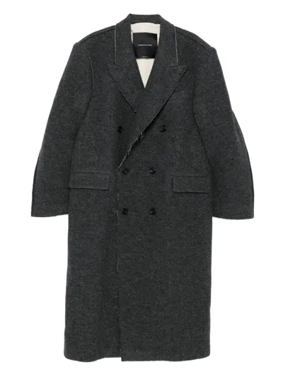 Federico Cina Double-breasted Wool Coat In Gray