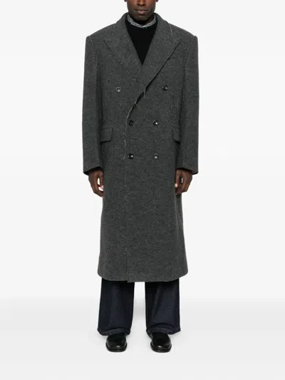 Federico Cina Double-breasted Wool Coat In Gray