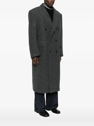 Federico Cina Double-breasted Wool Coat In Gray