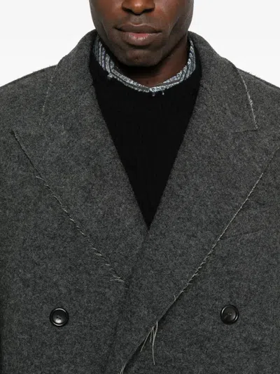 Federico Cina Double-breasted Wool Coat In Gray