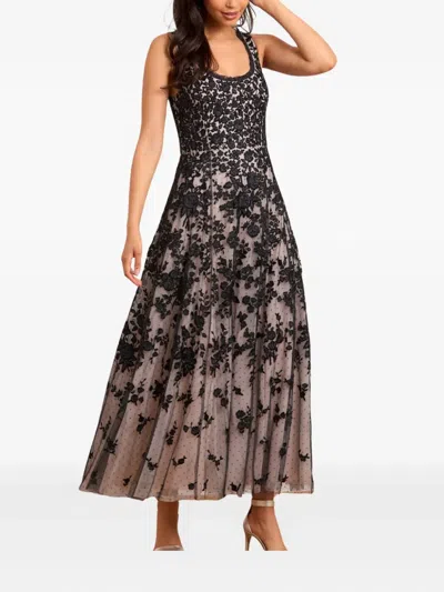 Needle & Thread Embroidered-flowers Scoop-neck Maxi Dress In Black