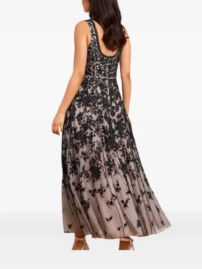 Needle & Thread Embroidered-flowers Scoop-neck Maxi Dress In Black