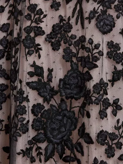 Needle & Thread Embroidered-flowers Scoop-neck Maxi Dress In Black