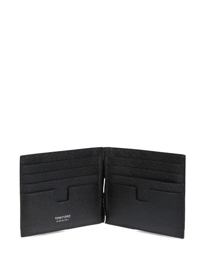 Tom Ford Money-clip Leather Wallet In Black