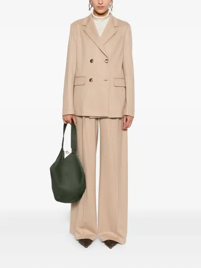 Max Mara Camel Wool-blend Double-breasted Jacket In Neutral
