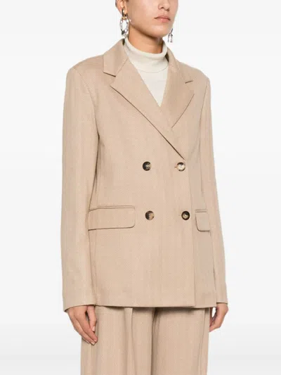 Max Mara Camel Wool-blend Double-breasted Jacket In Neutral