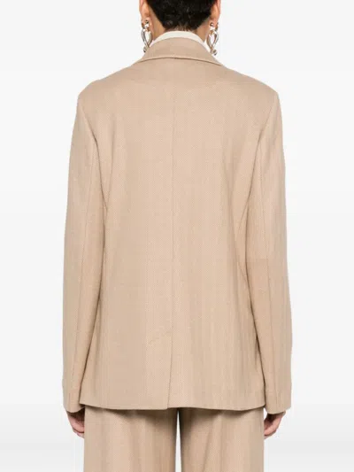 Max Mara Camel Wool-blend Double-breasted Jacket In Neutral