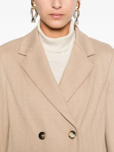 Max Mara Camel Wool-blend Double-breasted Jacket In Neutral