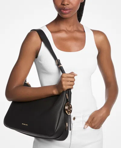 Michael Kors Nolita Medium Pebbled Leather Shoulder Bag In Black