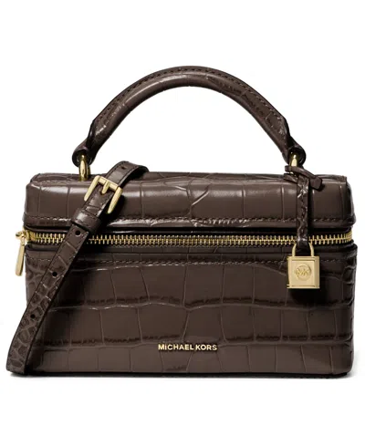 Michael Kors Jana Extra-small Crocodile Embossed Leather Convertible Crossbody Bag In Brown
