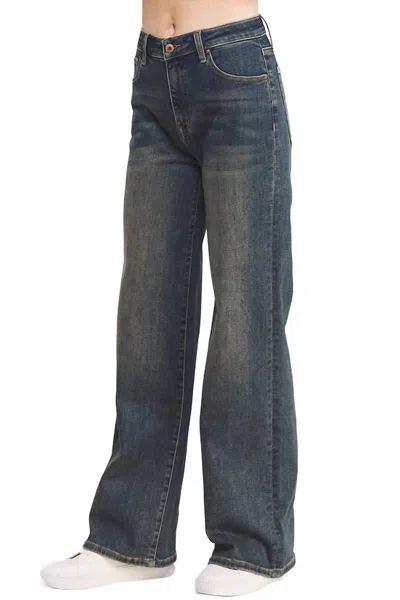Special A High Rise Straight Leg Jeans In Dark Wash In Blue