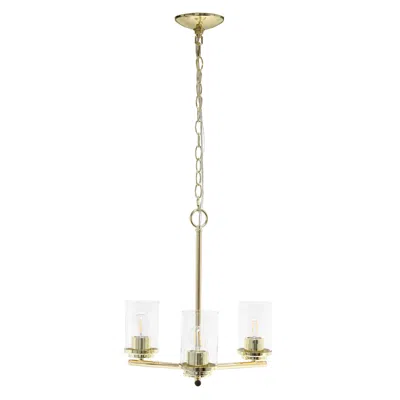 Hivvago Gold And Clear Chandelier Three Light Iron Ceiling Light With Clear Shades In Gold