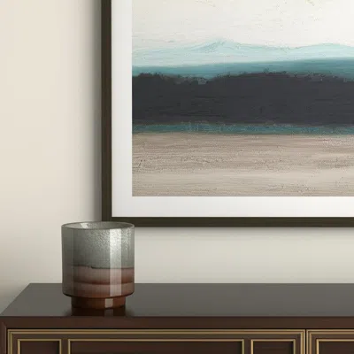 Hivvago 9" Gray And Brown Ombre Round Glass Table Vase In Blue