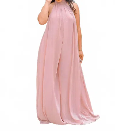 Surelymine A Little Extra Wide Leg Halter Jumpsuit In Mauve In Neutral