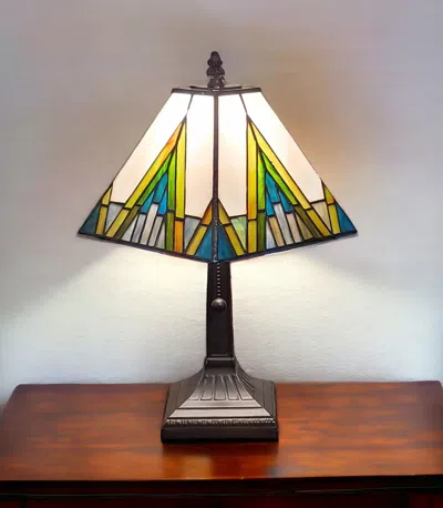 Hivvago 15" Dark Brown Metal Candlestick Table Lamp With Beige Shade In Brown