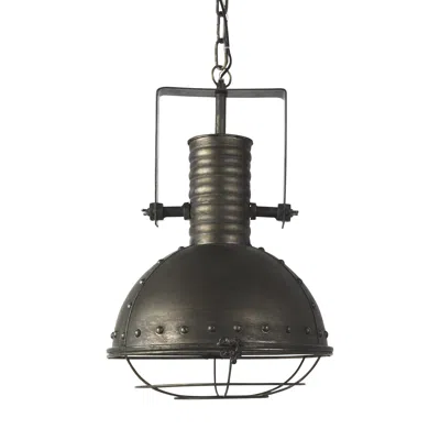 Hivvago Industrial Caged Black Metal Hanging Light In Gray