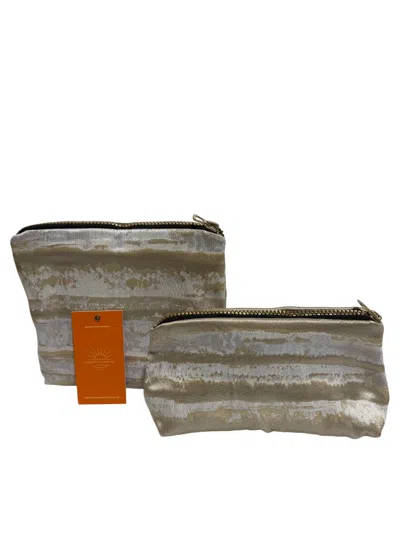Sunsets Of Naples Make Up Bags Set In Gold And Silver In Multi