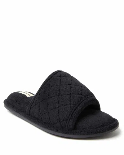 Dearfoams Beatrice Quilted Terry Womens Memory Foam Slip-on Slippers In Black