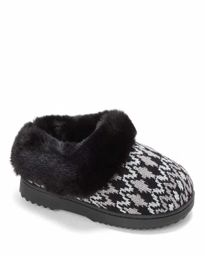 Dearfoams Hannah Festive Knit Womens Memory Foam Clog Slippers In Black