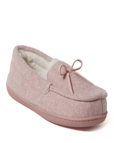 Dearfoams Hayes Soft Knit Moccasin Slipper In Pink
