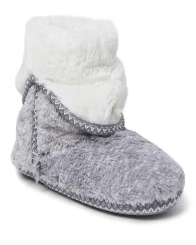 Dearfoams Beth Faux Fur Fold Down Fuzzy Bootie Slipper In Gray
