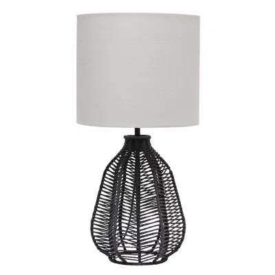 Hivvago 21" Black Rope Novelty Table Lamp With Light Gray Drum Shade In Multi