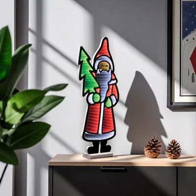 Hivvago 34" Red White And Green Acrylic Christmas Santa Tabletop Sign With Led