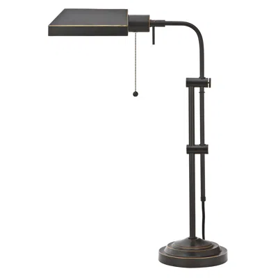 Hivvago 26" Bronze Metal Adjustable Table Lamp With Bronze Rectangular Shade In Black