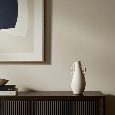 Hivvago 14" White Amphora Ceramic Table Vase In White