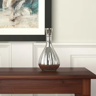 Hivvago 10" Silver Round Glass Table Vase In Multi