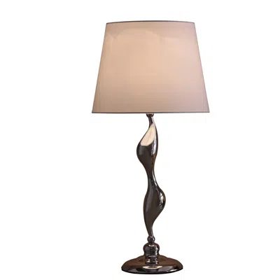 Hivvago 24" Silver Bedside Table Lamp With White Empire Shade In Multi