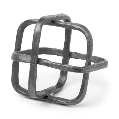 Hivvago Silver Metal Cubed Shaped Link Sculpture In Metallic