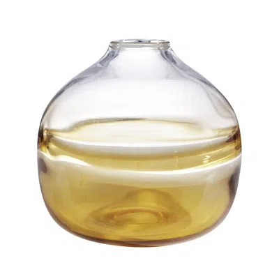 Hivvago 9" Clear And Brown Ombre Round Glass Table Vase In Gold