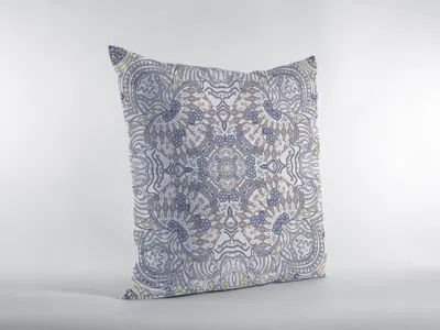 Hivvago 16" Yellow Gray Boho Ornate Zippered Suede Throw Pillow In Multi