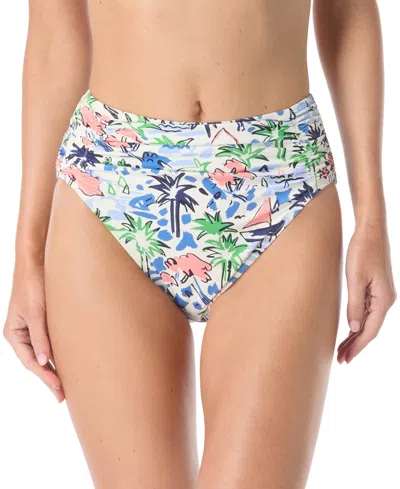 Kate Spade Womens Shirred Bra Bikini Top Shirred High Waist Bottom In Multi