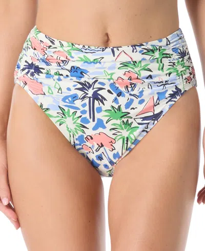 Kate Spade Womens Shirred Bra Bikini Top Shirred High Waist Bottom In Multi