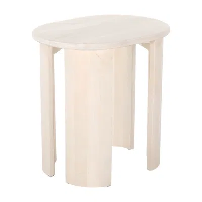 Hivvago 24" Natural Solid Wood Oval End Table In Pink