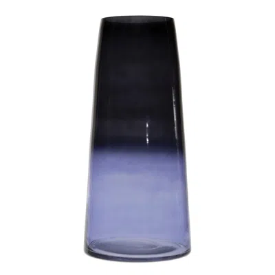 Hivvago 13" Blue Round Glass Table Vase In Blue