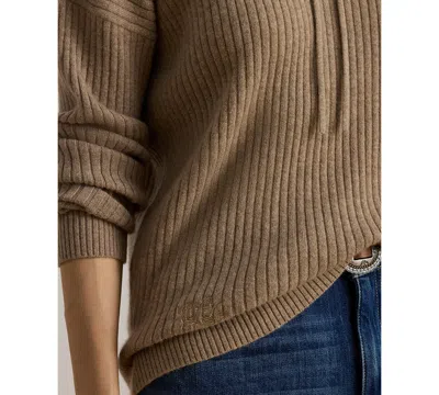 Ralph Lauren Women's Cashmere Yaymin Long Sleeve Sweater Hoodie In Brown