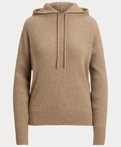Ralph Lauren Women's Cashmere Yaymin Long Sleeve Sweater Hoodie In Brown