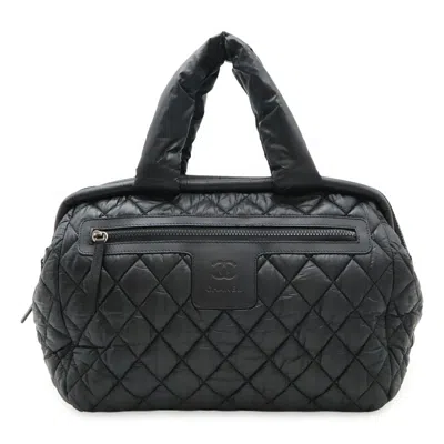 Pre-owned Chanel Nylon Leather Handbag () In Black