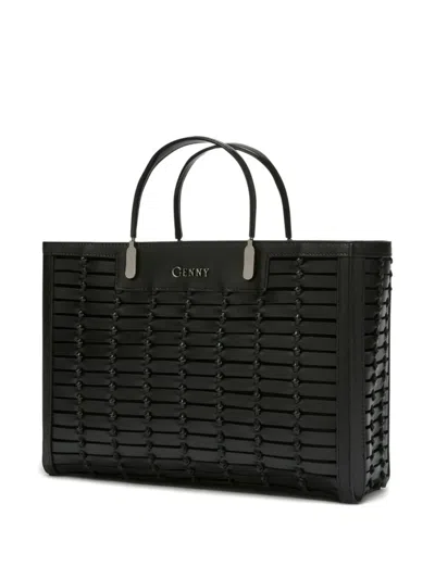 Genny Medium  Leather Tote Bag In Black