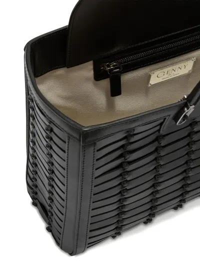 Genny Medium  Leather Tote Bag In Black