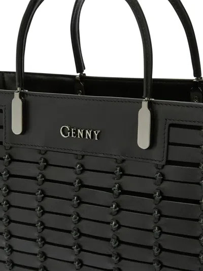 Genny Medium  Leather Tote Bag In Black