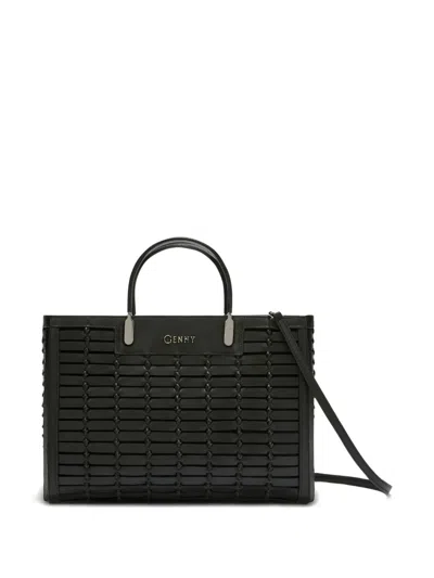 Genny Medium  Leather Tote Bag In Black