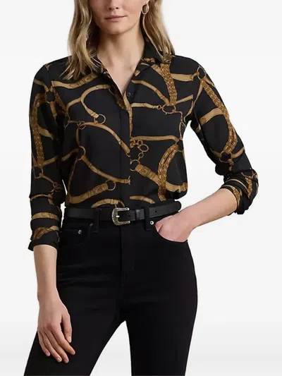 Ralph Lauren Classic Fit Belting-print Crepe Shirt In Multi